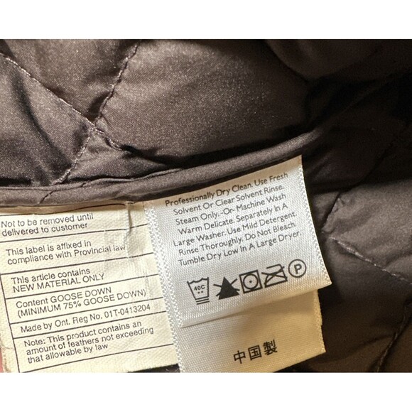 Eddie Bauer Quilted Full Zip Goose Down Embroidered Jacket Coat Sz Small Brown - Picture 13 of 13